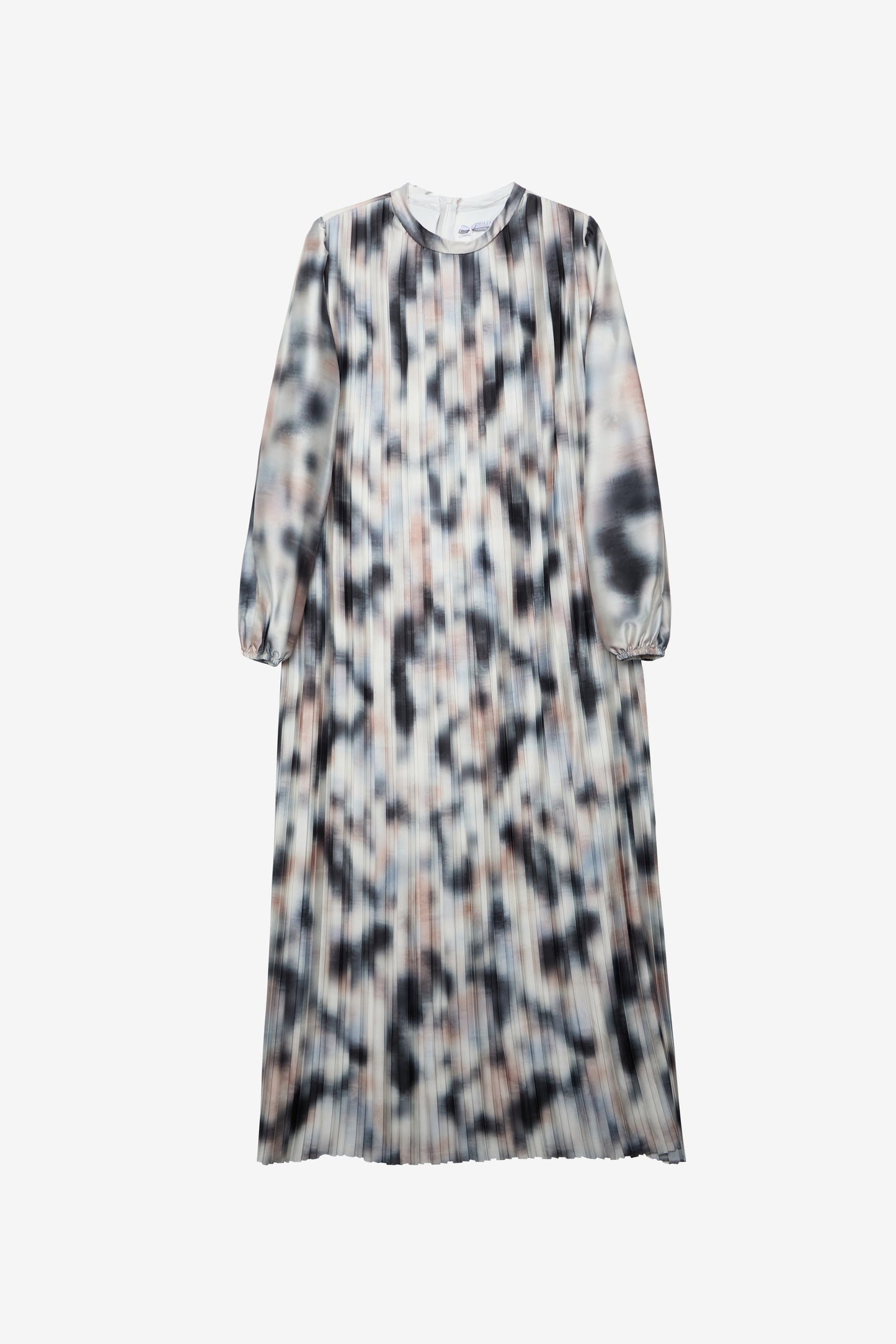 Abstract Print Pleated Maxi Dress