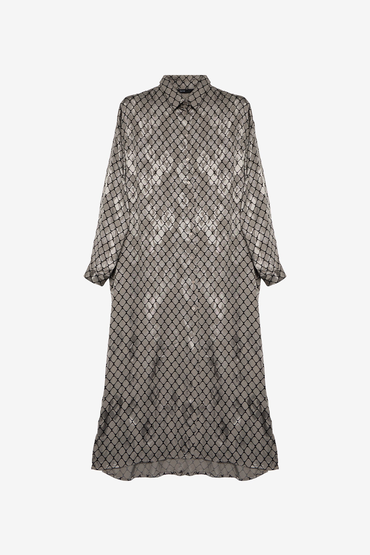 Monochrome Pattern Oversized Long Shirt Dress