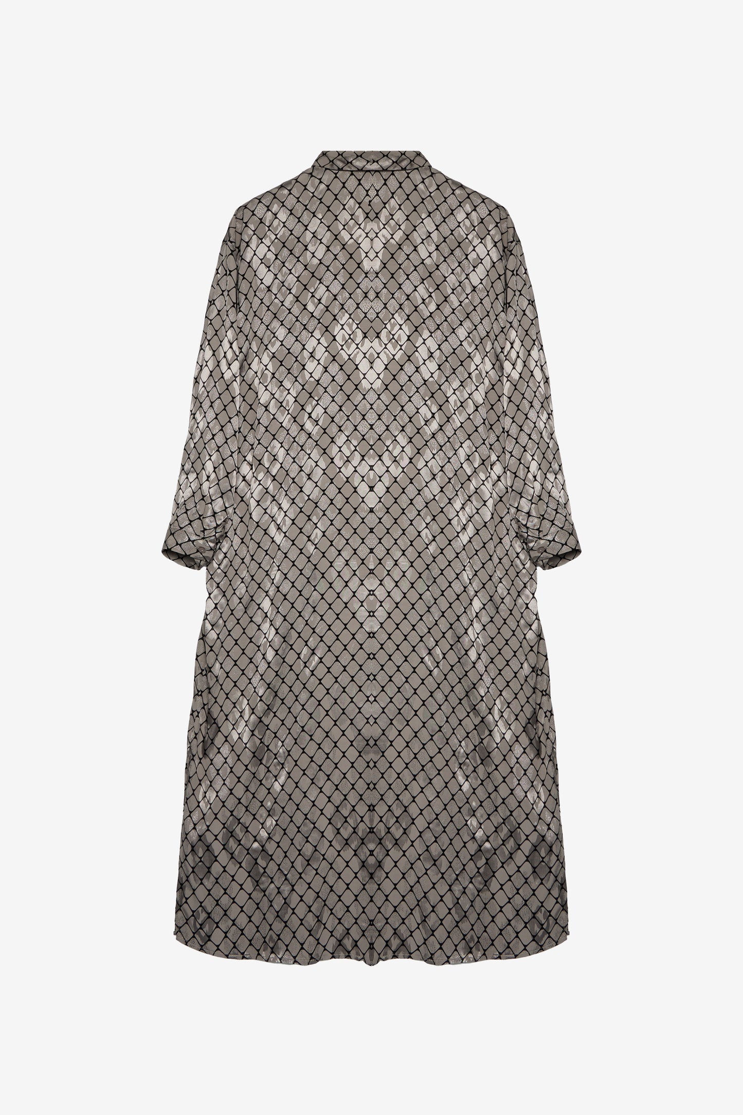 Monochrome Pattern Oversized Long Shirt Dress