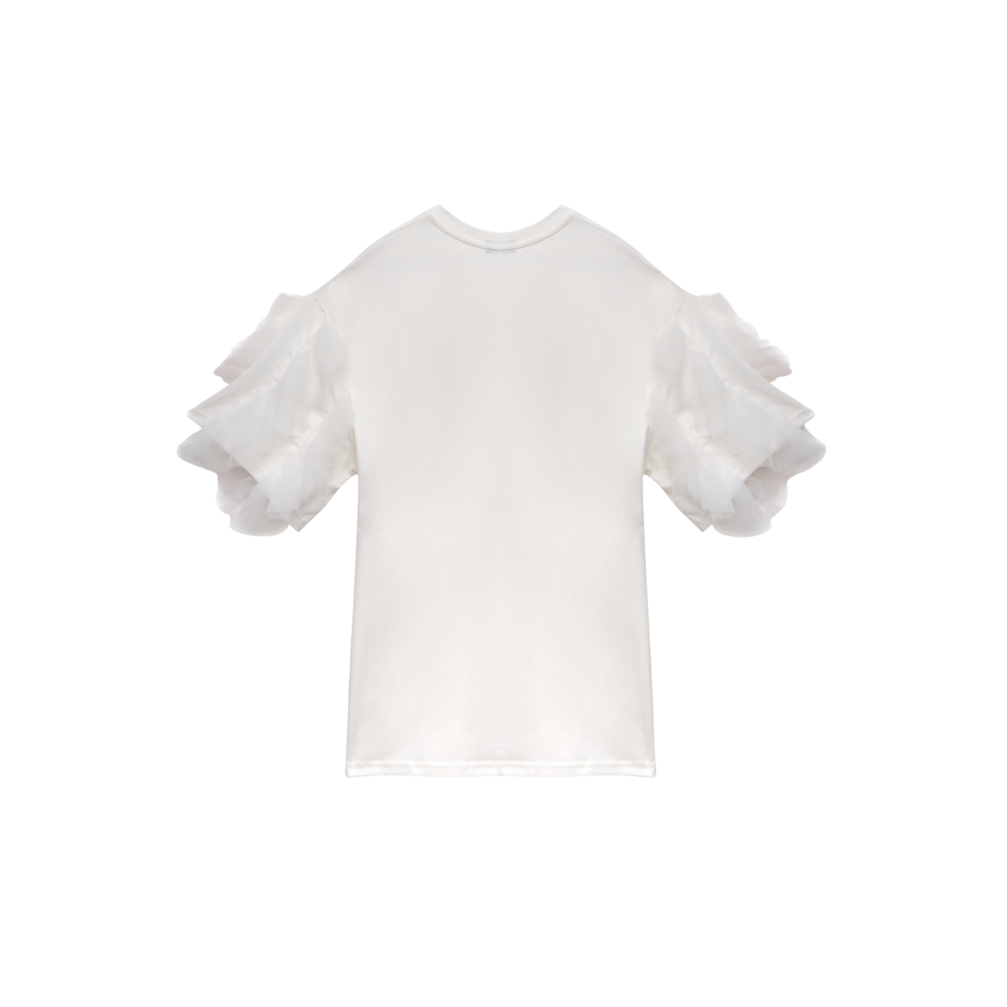 Oversized White T-shirt With Ruffle Sleeve Detail
