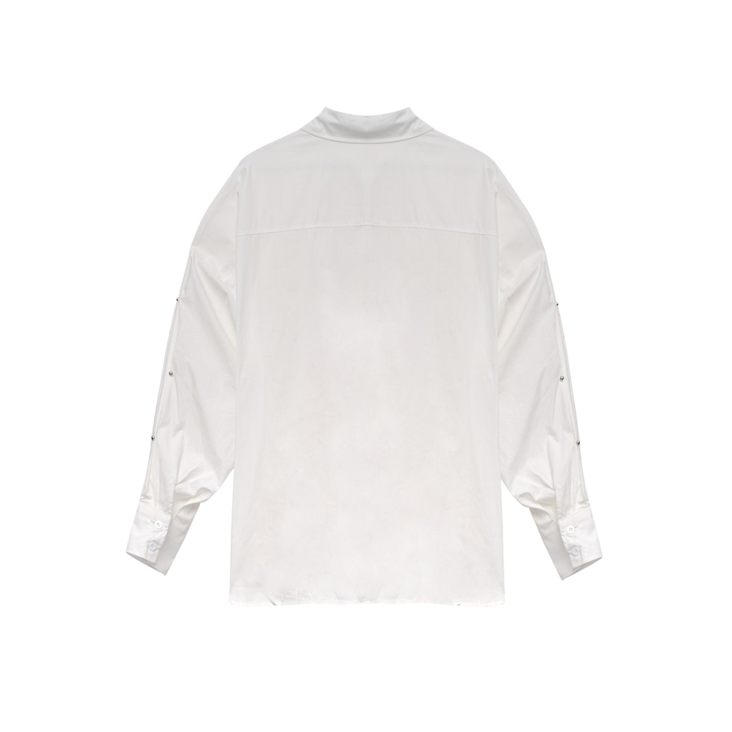 White Oversized Studded Long-Sleeve Modest Shirt