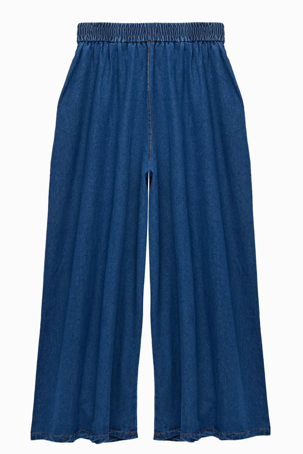 Denim Wide-Leg Palazzo Pants