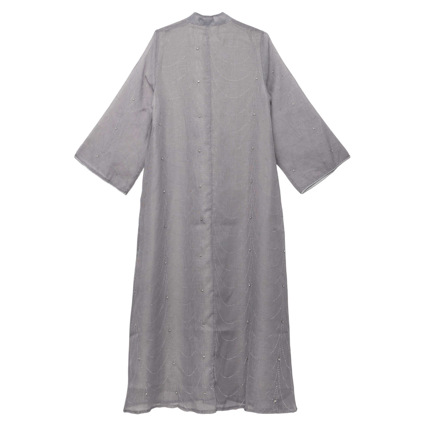 Grey Kaftan with Silver Embellished Motif