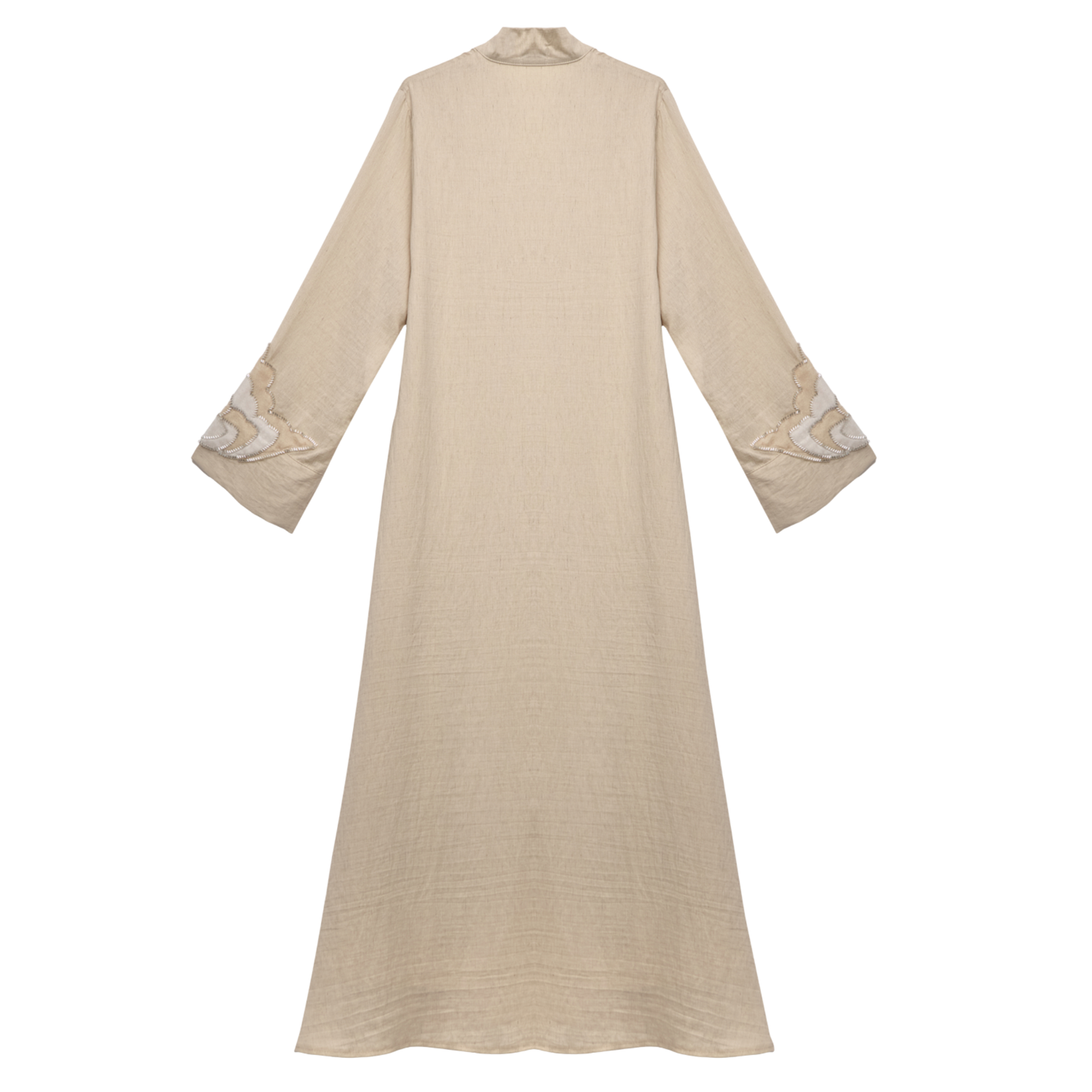Cream Kaftan with Tonal Floral Embroidery