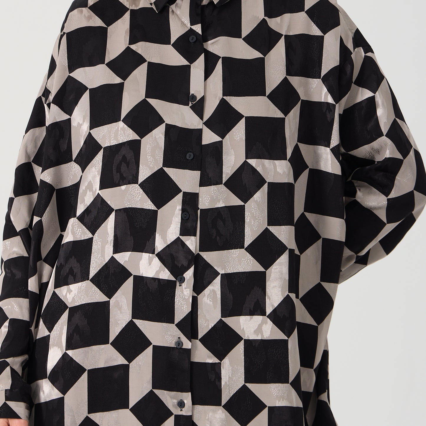 Geometric Pattern Oversized Long Shirt Dress