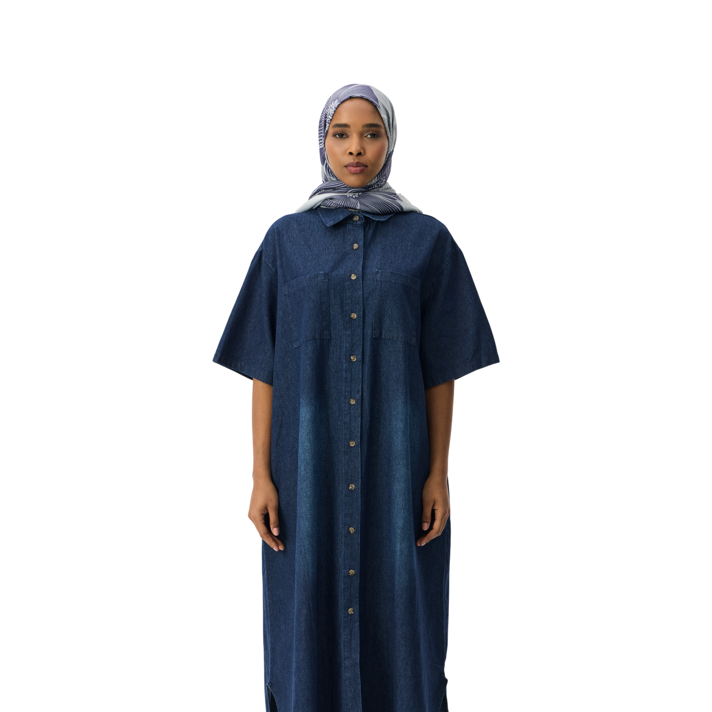 Oversized Denim Maxi Shirt Dress