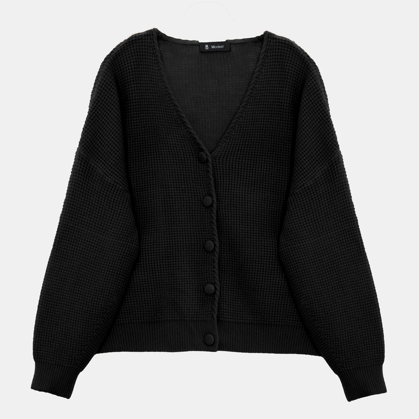 Textured Knit Button-Up Slouch Cardigan