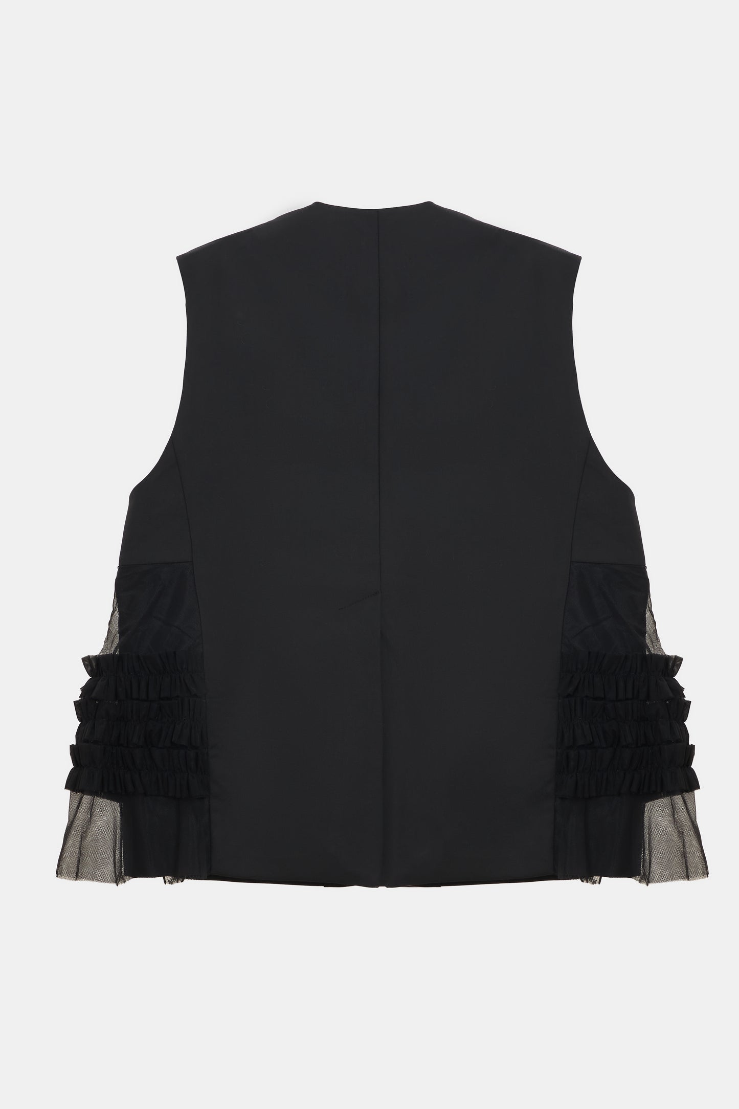 Sleeveless Blazer Vest with Tulle Detailing