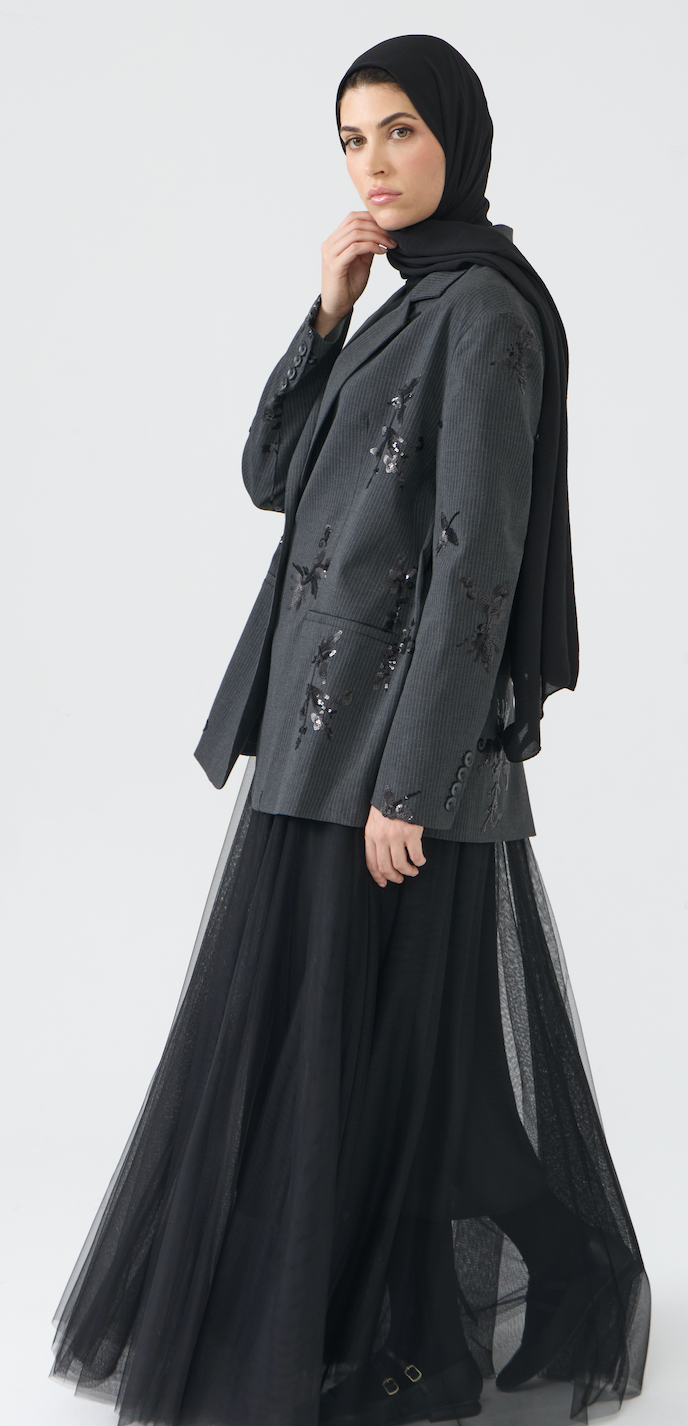 Premium Embellished Pinstripe Blazer