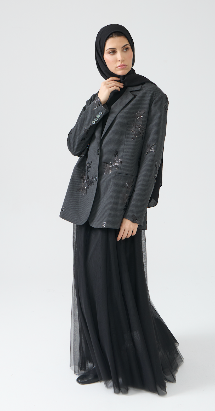 Premium Embellished Pinstripe Blazer
