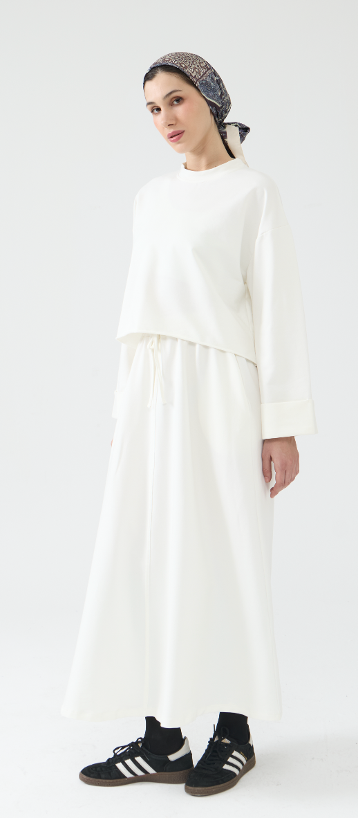 Minimalist Cotton Cropped Top and Skirt Set