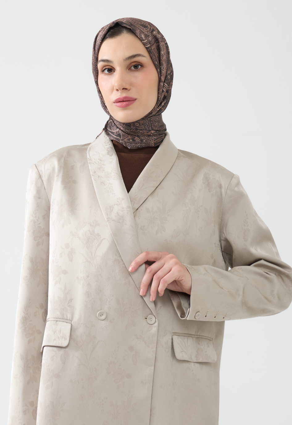 Stone Printed Fabric Blazer