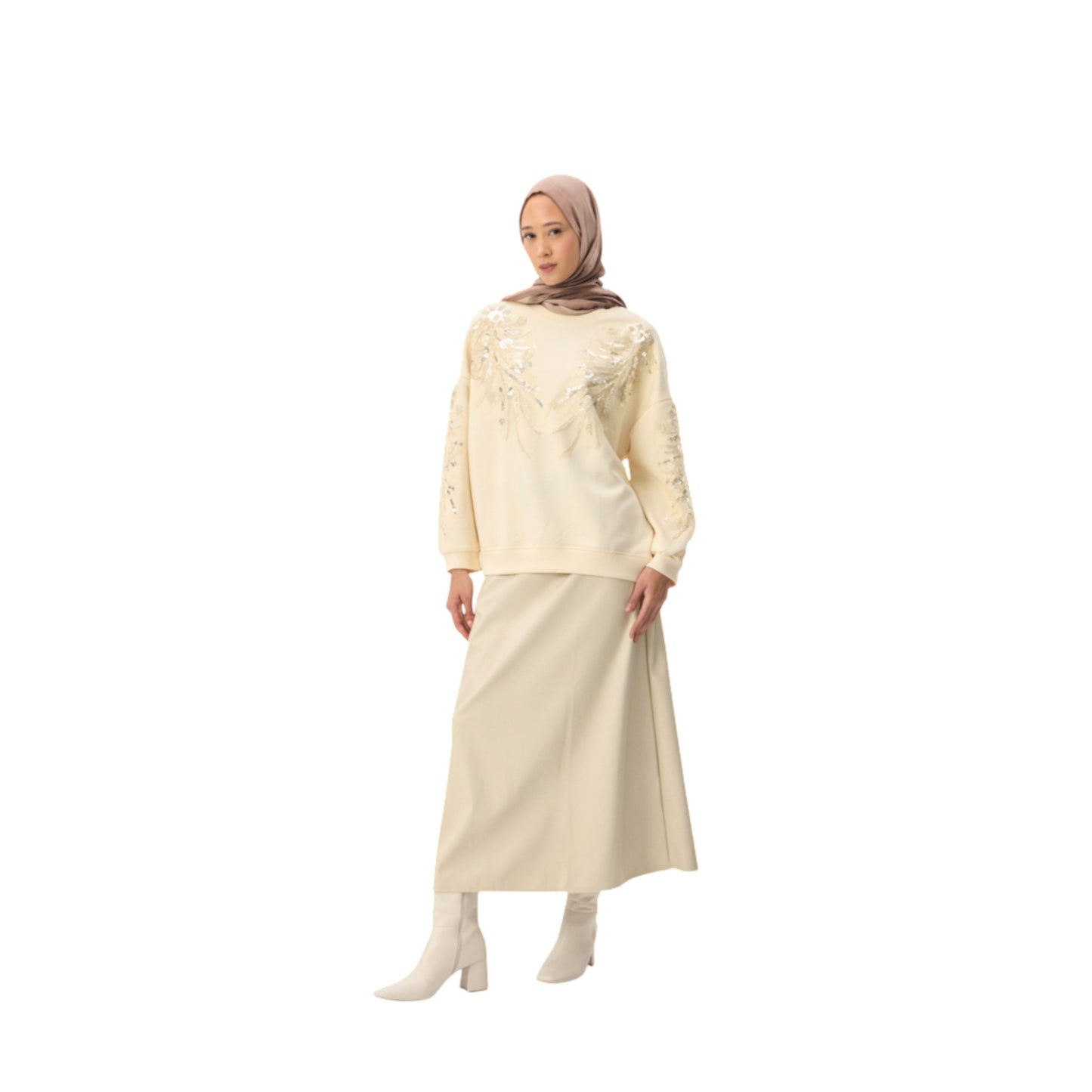 Leather-Look Flowy Skirt with Elasticated Waist