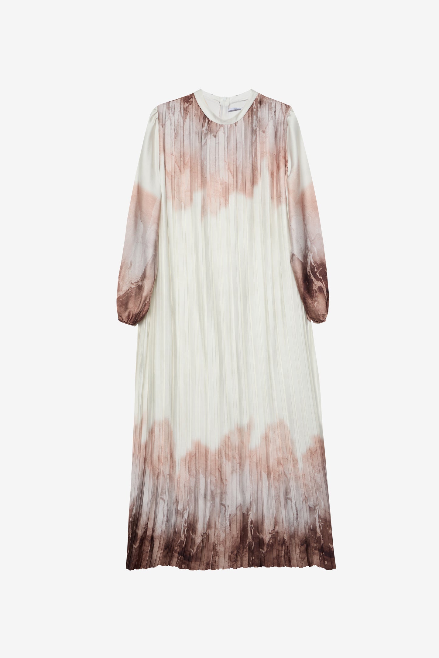 Earthy Tie-Dye Print Pleated Maxi Dress