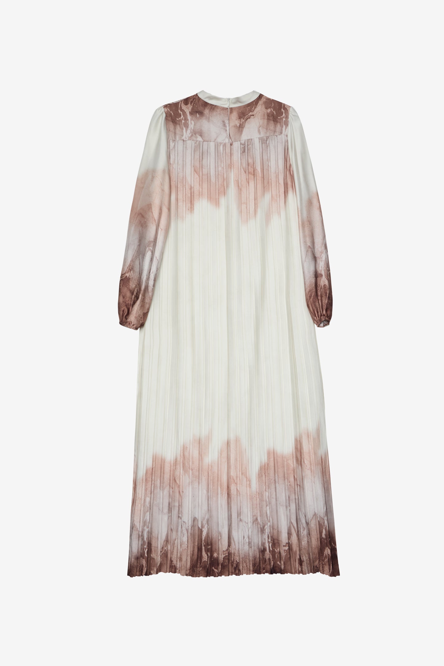 Earthy Tie-Dye Print Pleated Maxi Dress