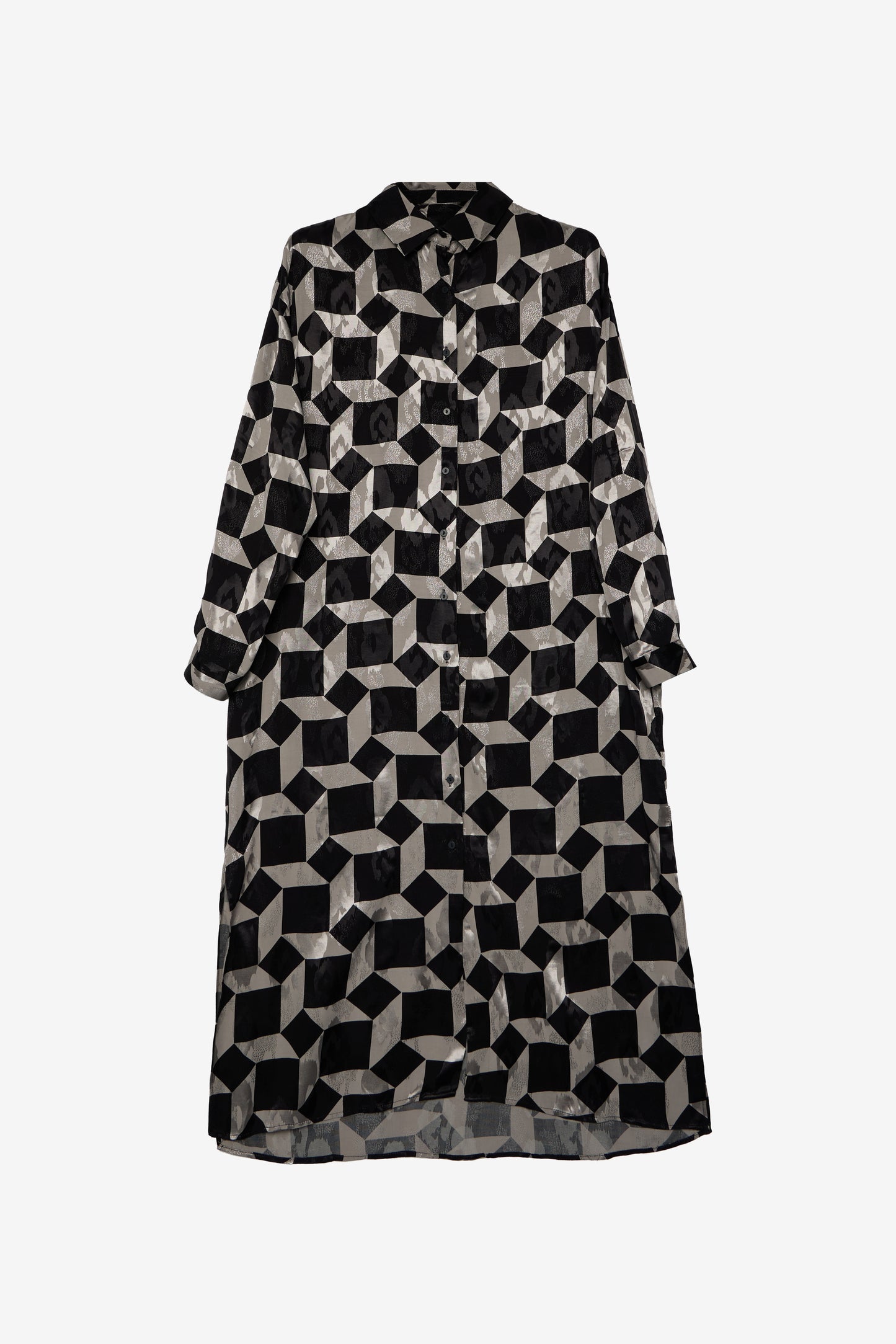 Geometric Pattern Oversized Long Shirt Dress