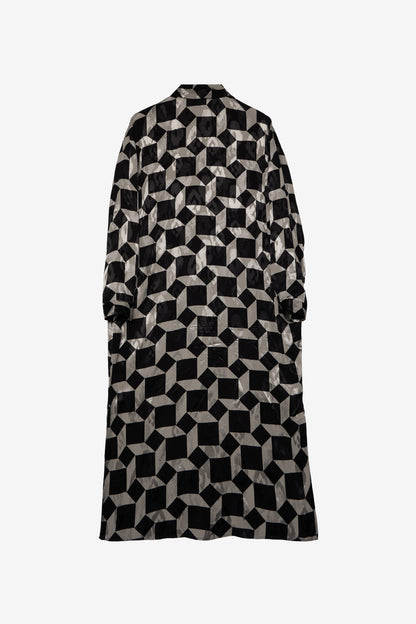 Geometric Pattern Oversized Long Shirt Dress