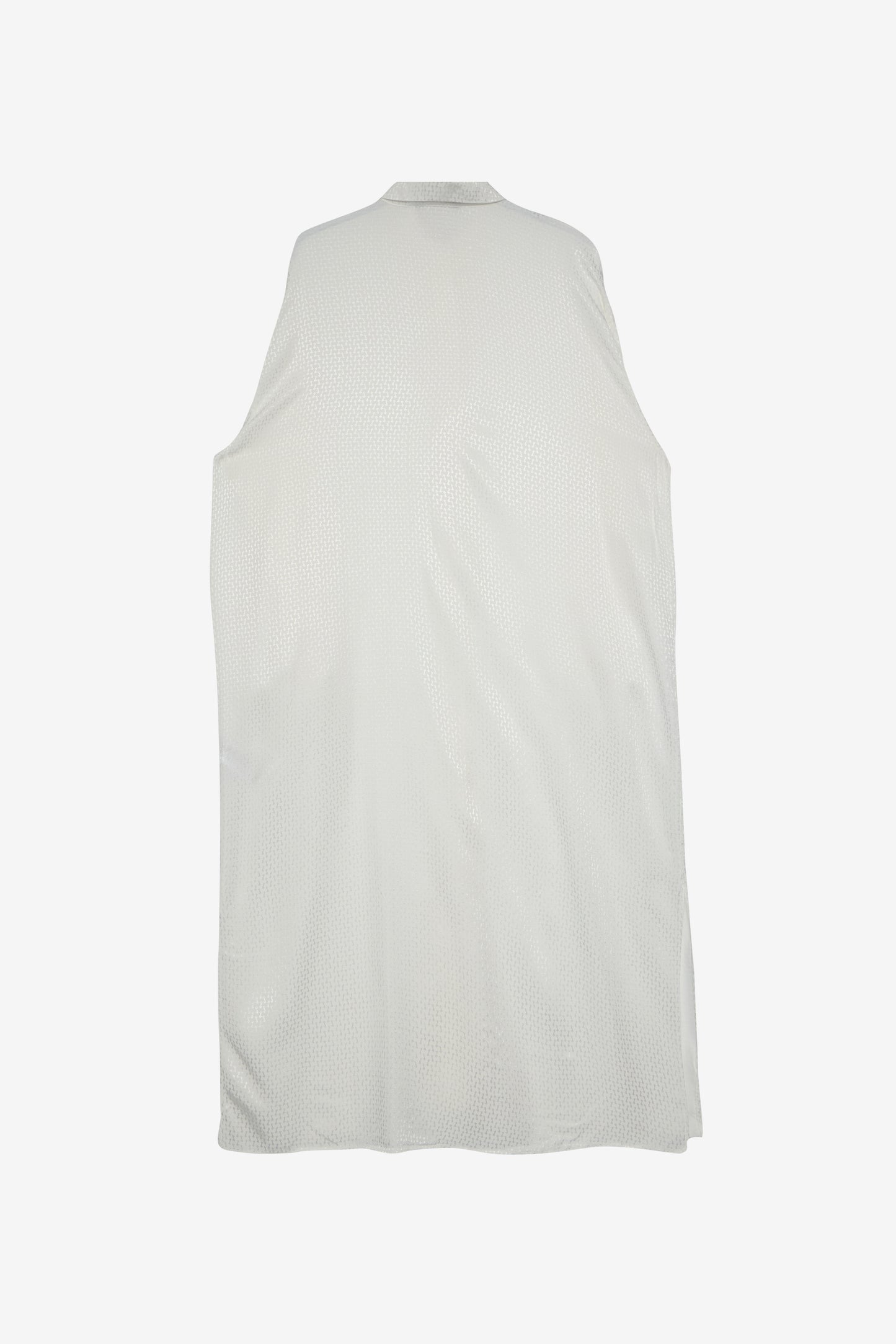 White Emboss Co-Ord Set - Oversized Long Shirt and Wide-Leg Pants