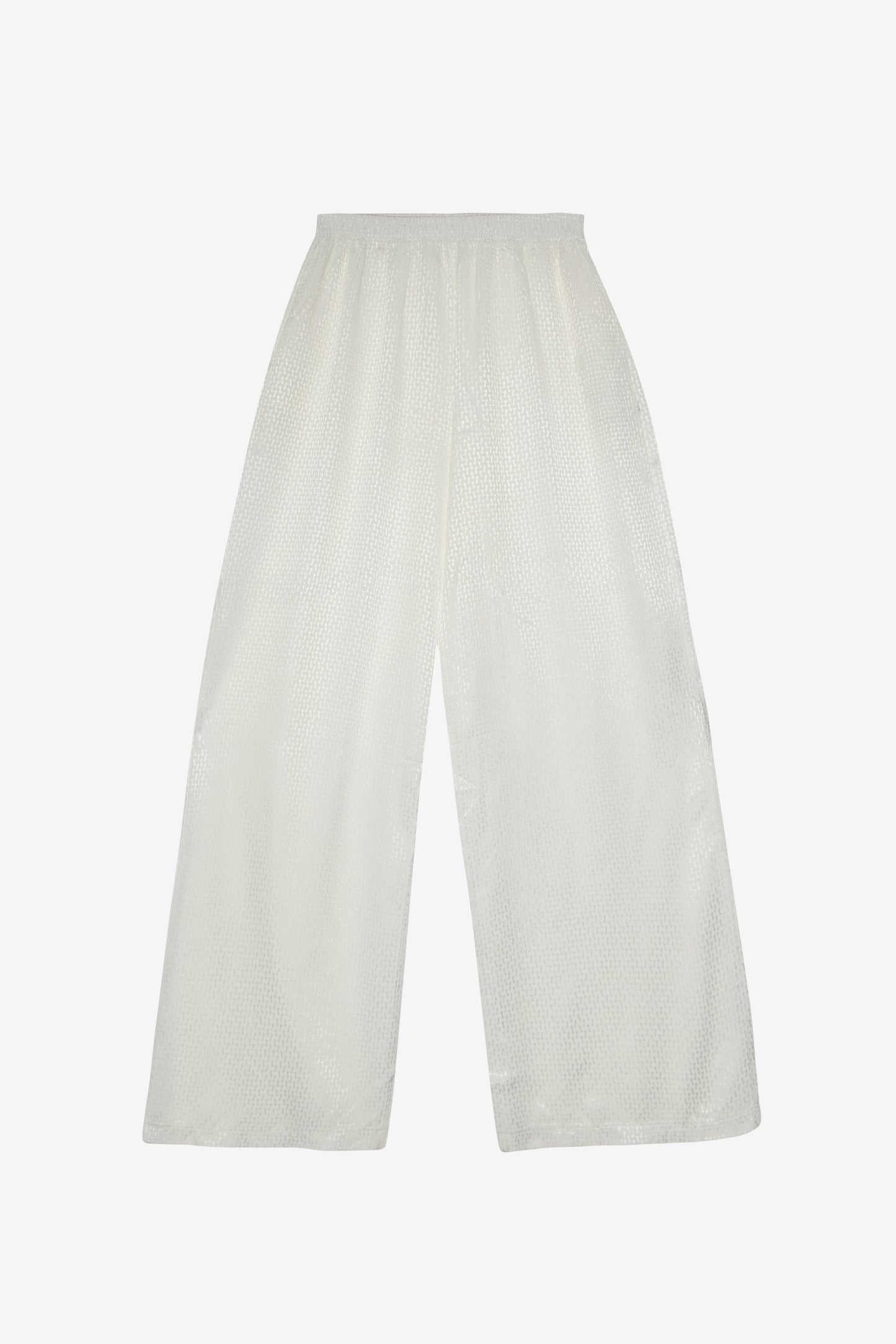 White Emboss Co-Ord Set - Oversized Long Shirt and Wide-Leg Pants