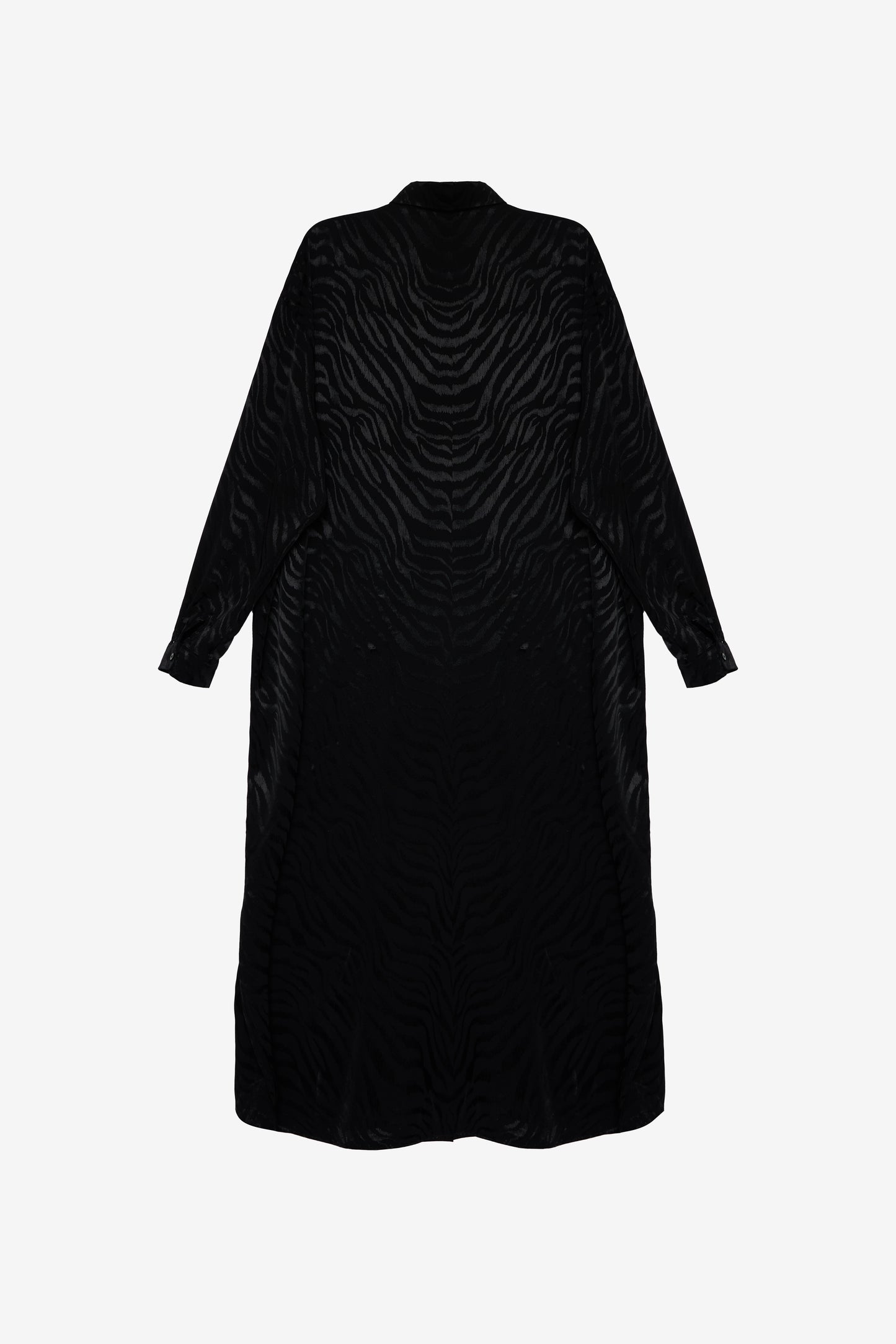 Black Emboss Co-Ord Set - Oversized Long Shirt and Wide-Leg Pants
