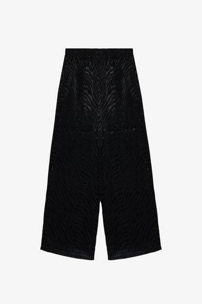 Black Emboss Co-Ord Set - Oversized Long Shirt and Wide-Leg Pants