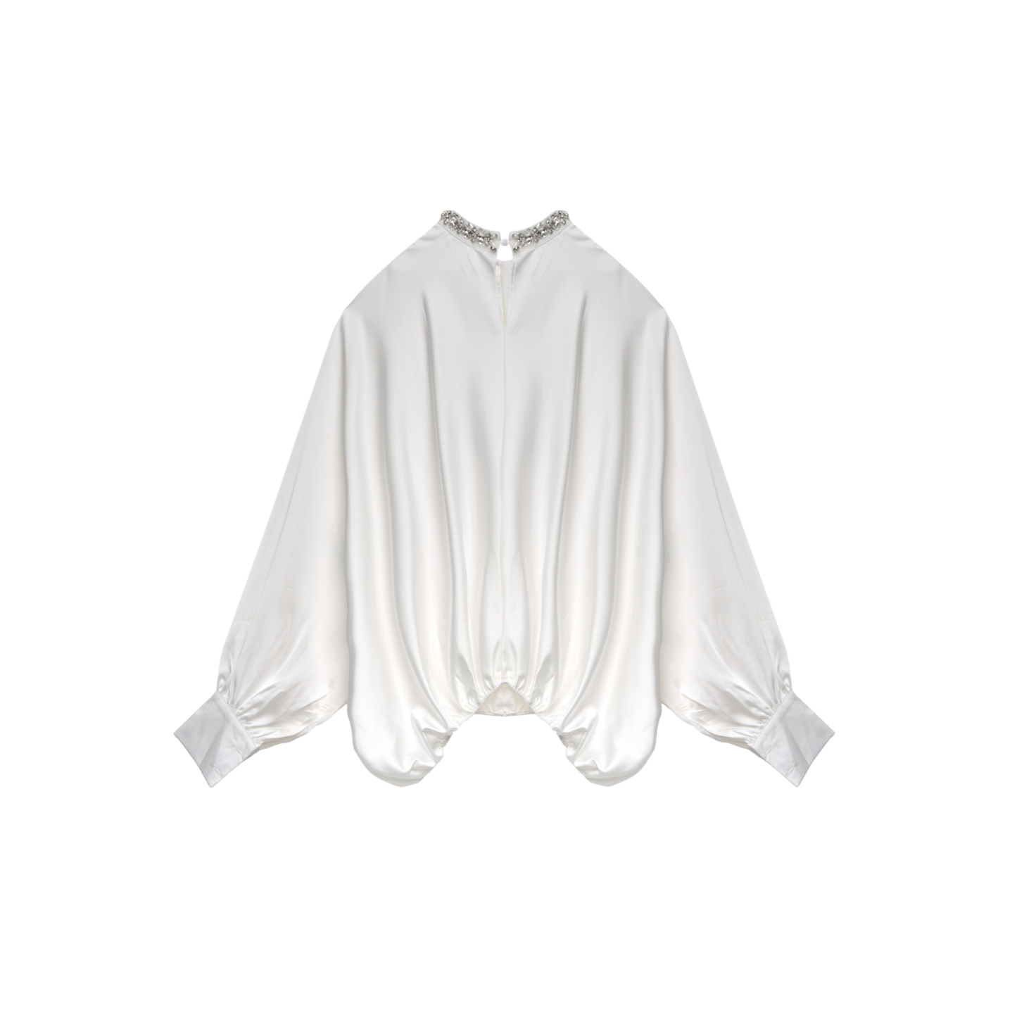 White Embellished Blouson Blouse
