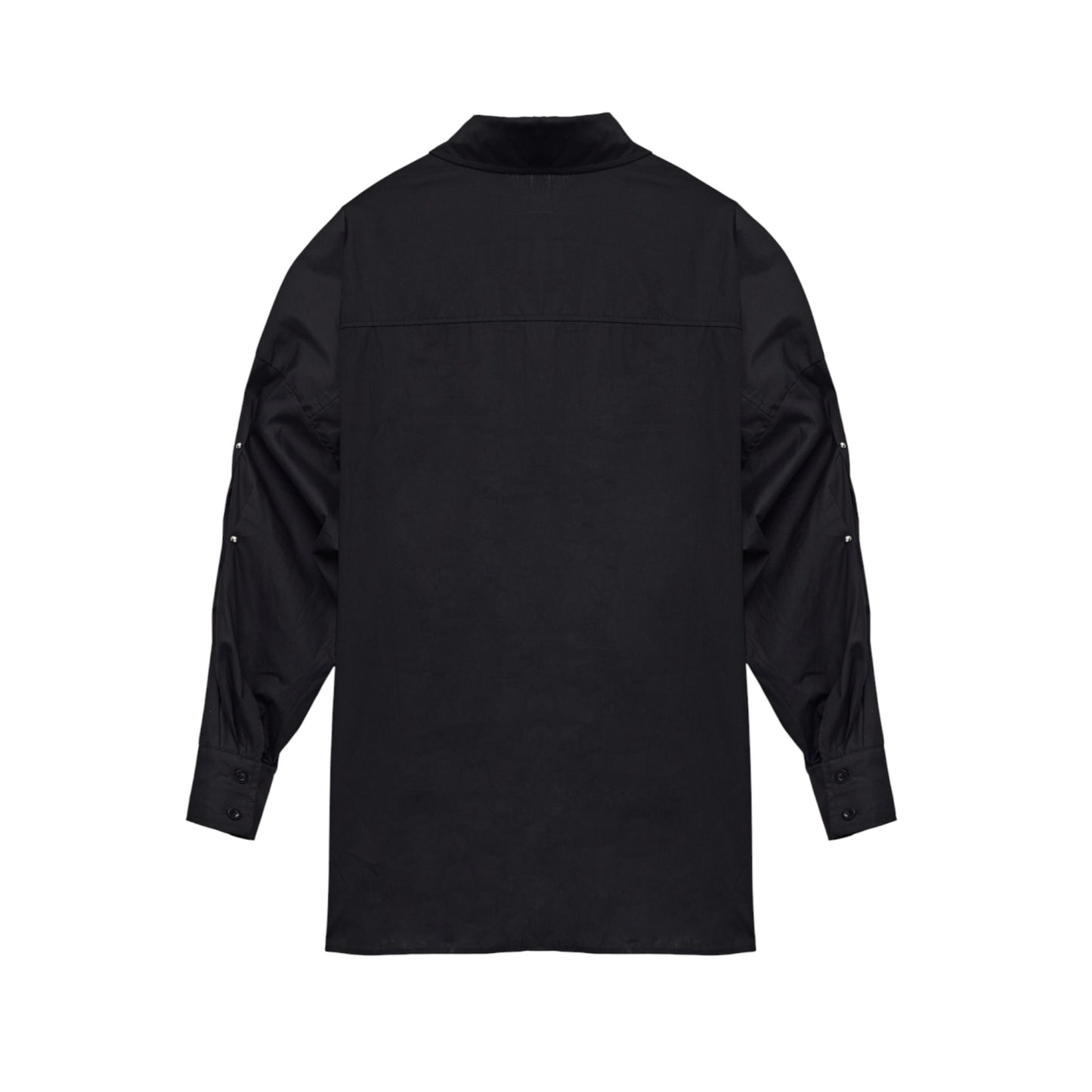 Black Oversized Studded Long-Sleeve Modest Shirt