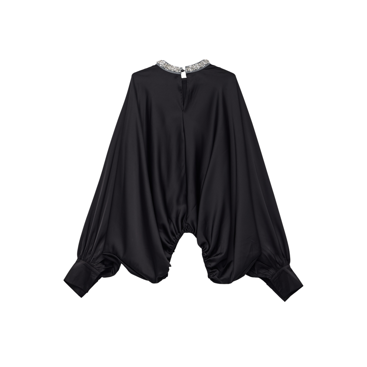 Black Embellished Blouson Blouse