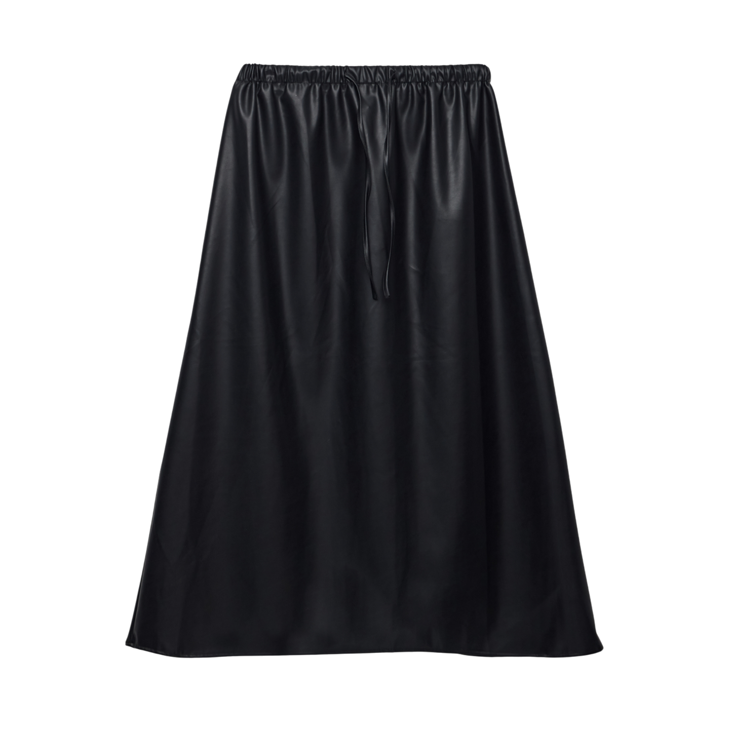 Leather-Look Flowy Skirt with Elasticated Waist