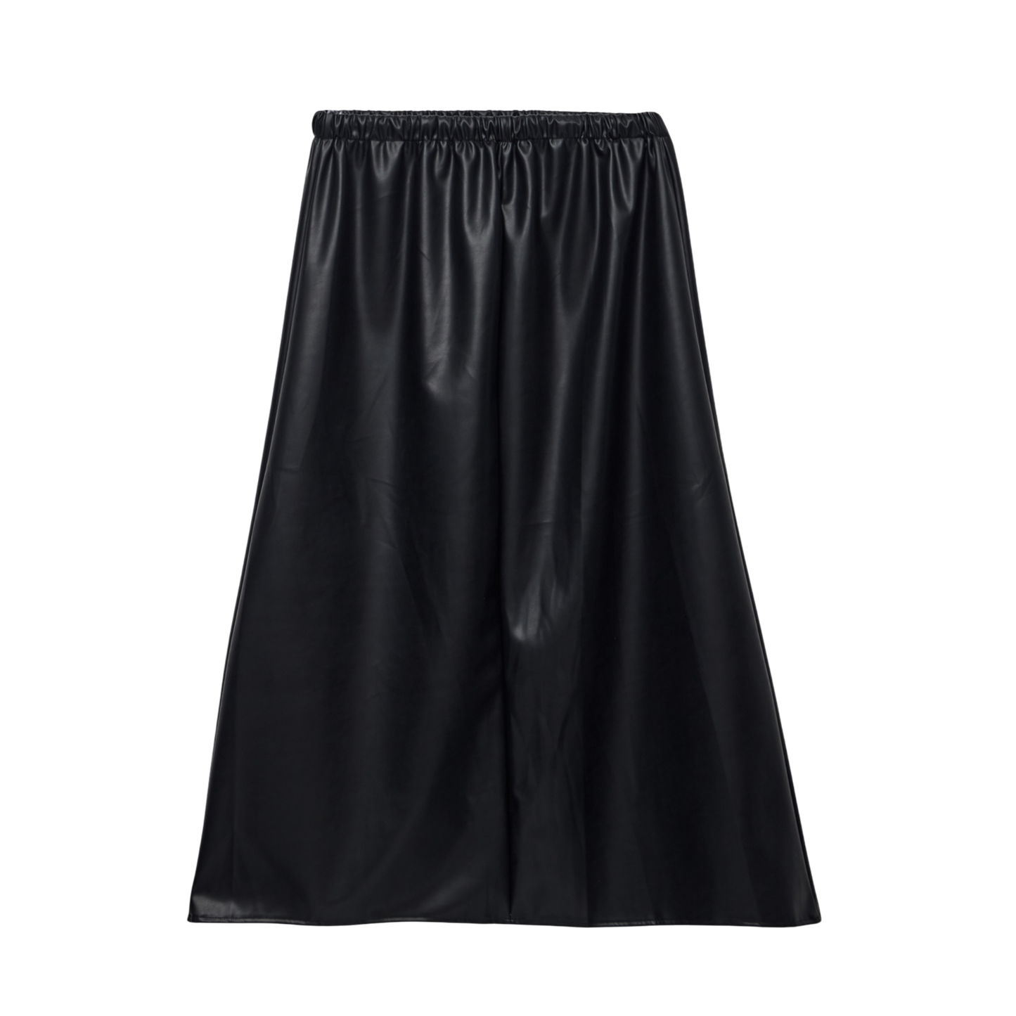 Leather-Look Flowy Skirt with Elasticated Waist