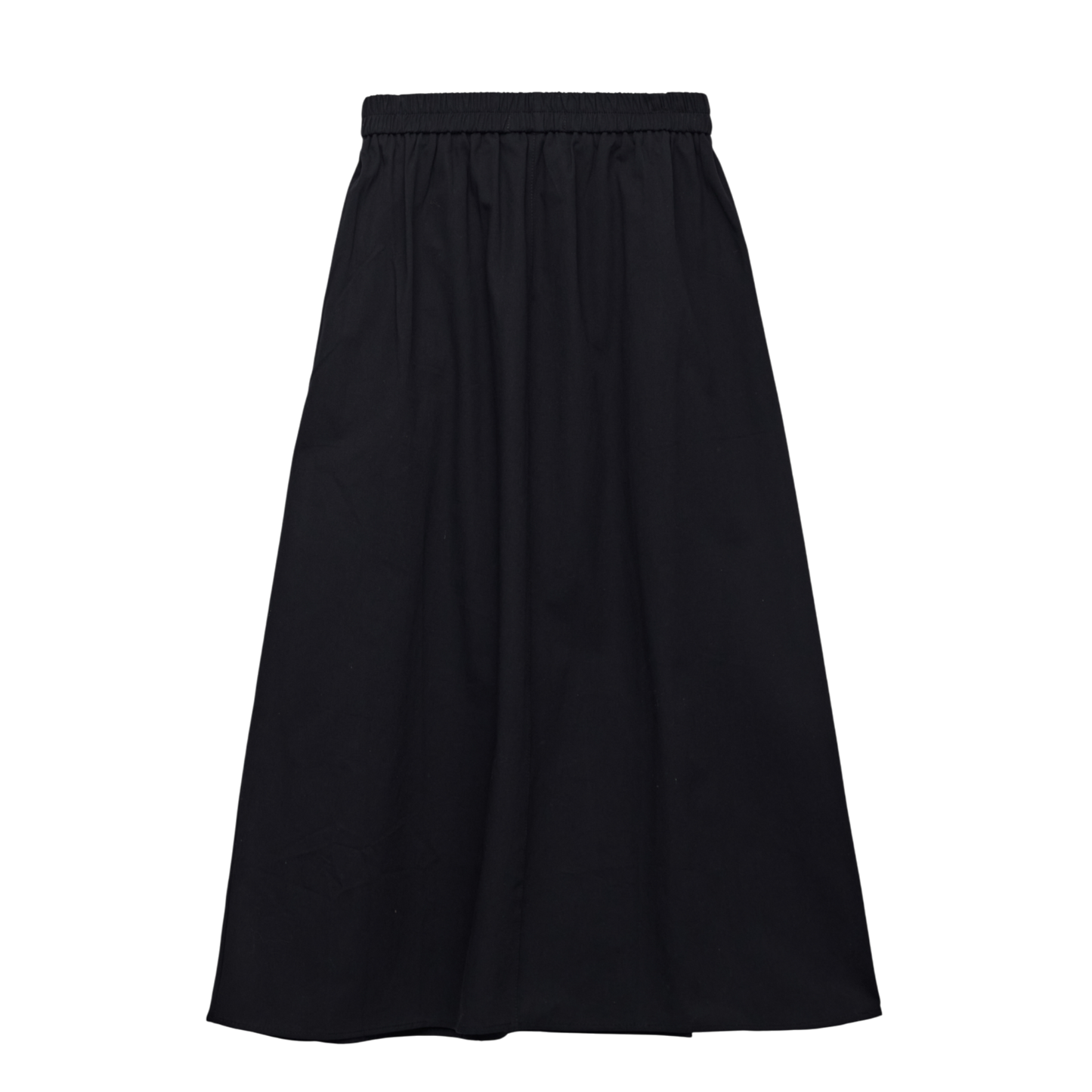 Structured Cotton A-Line Maxi Skirt with Elastic Waist and Pockets