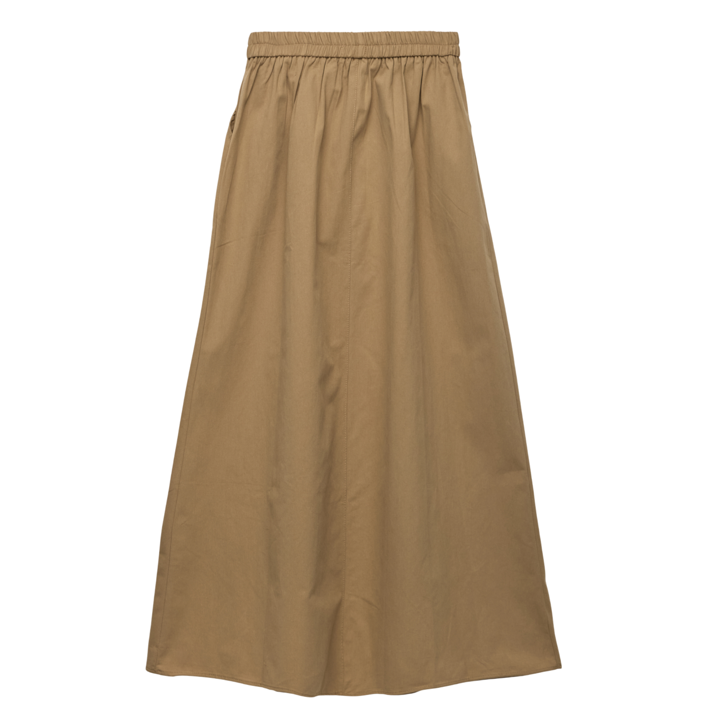 Structured Cotton A-Line Maxi Skirt with Elastic Waist and Pockets