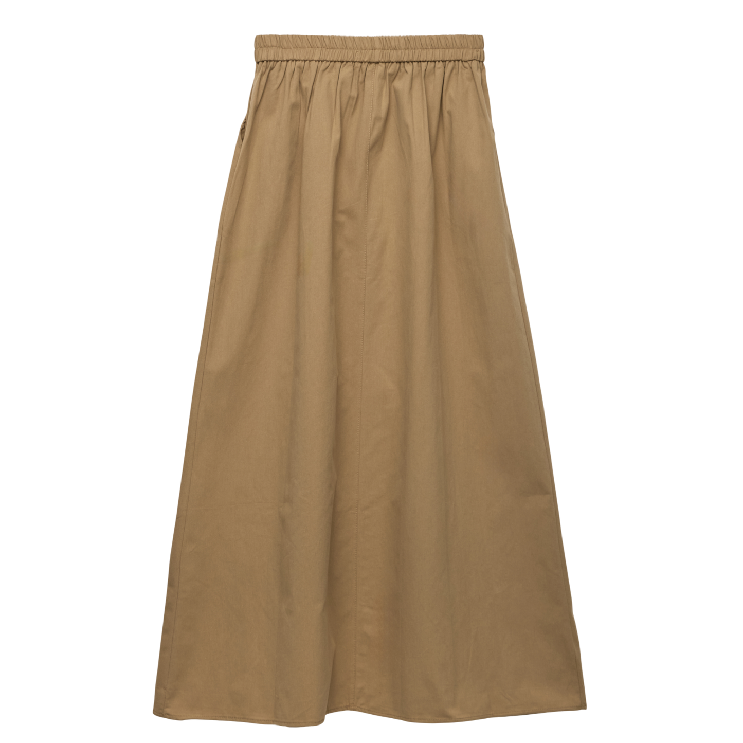 Structured Cotton A-Line Maxi Skirt with Elastic Waist and Pockets