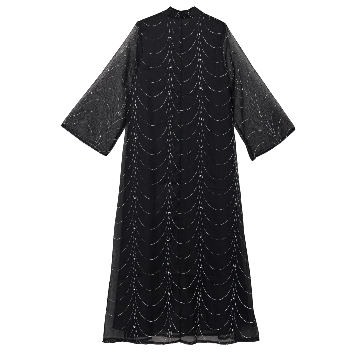 Black Kaftan with Silver Embellished Motif