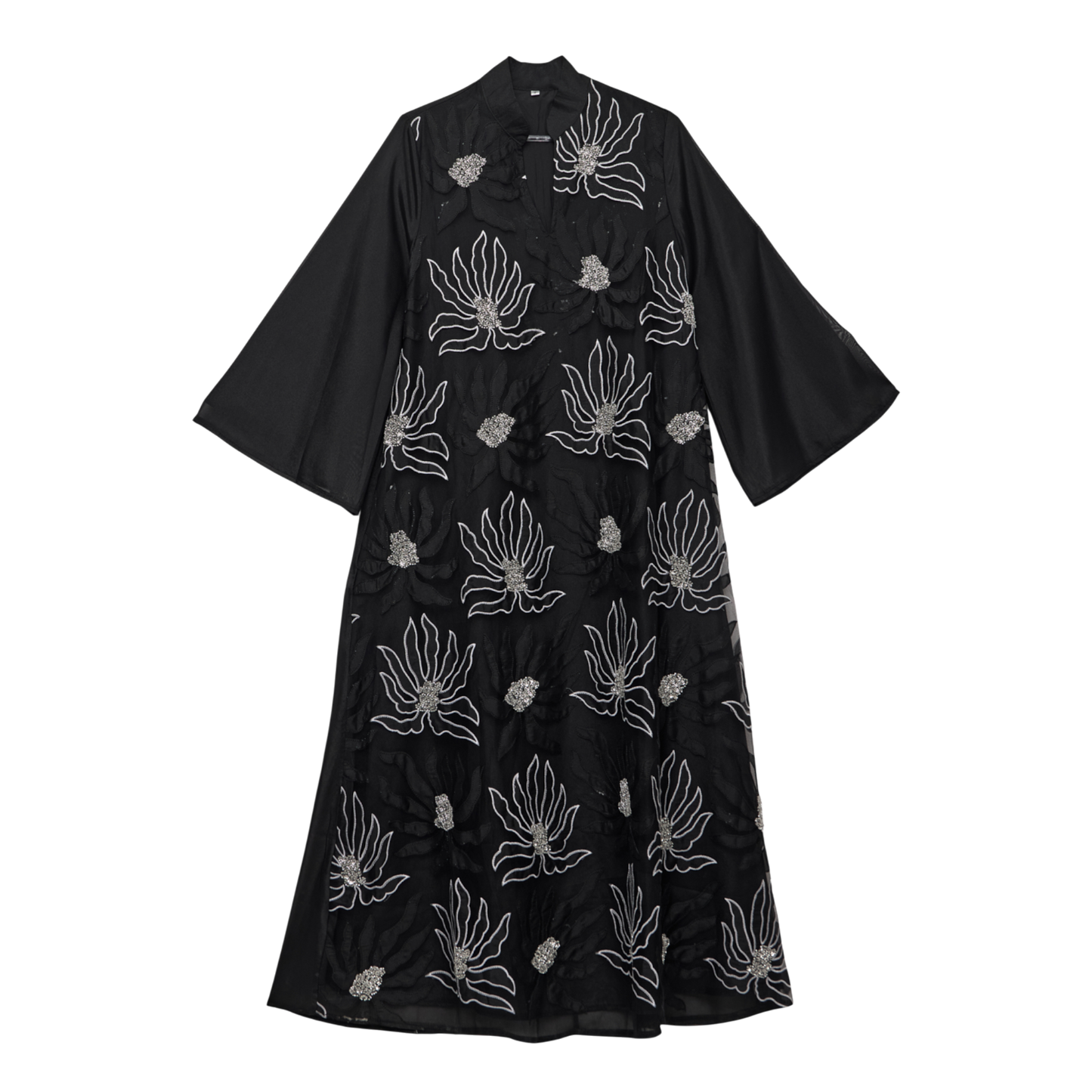 Black All Over Floral Motif Kaftan