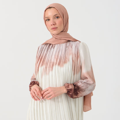 Earthy Tie-Dye Print Pleated Maxi Dress