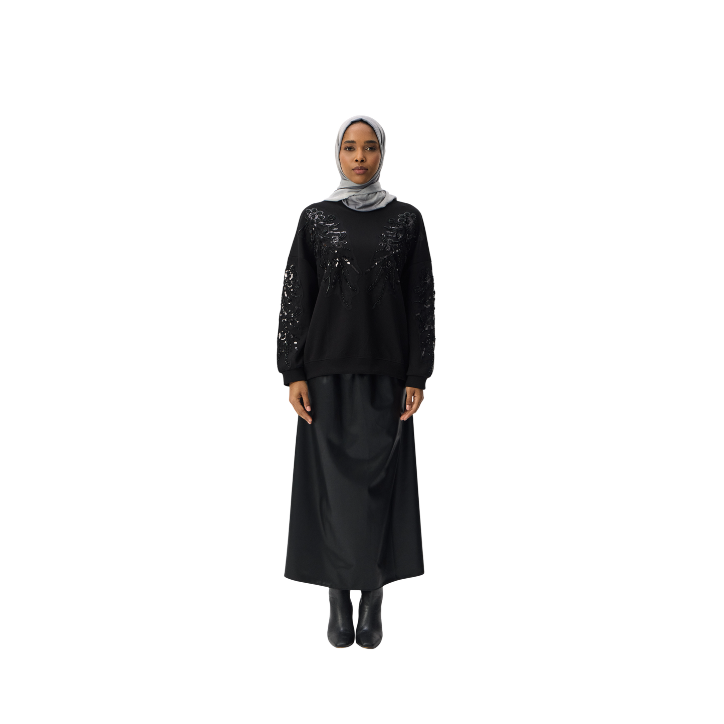 Leather-Look Flowy Skirt with Elasticated Waist