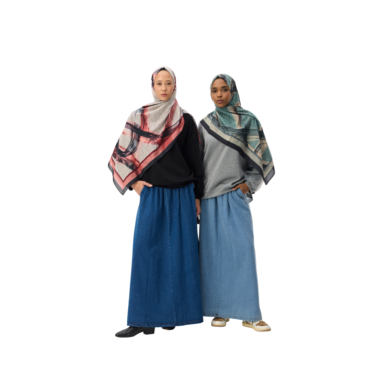 Denim Modest Maxi Skirt
