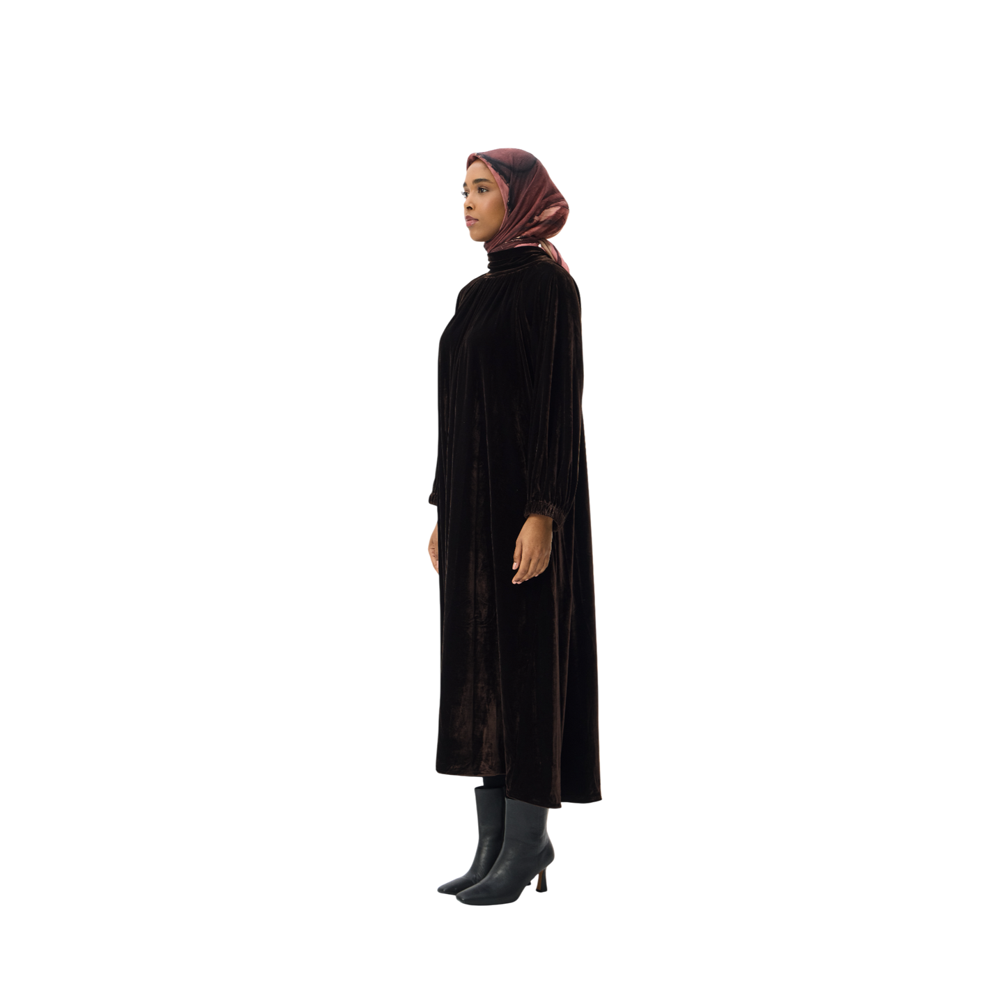 Luxury Oversized Brown Velvet Smock Dress