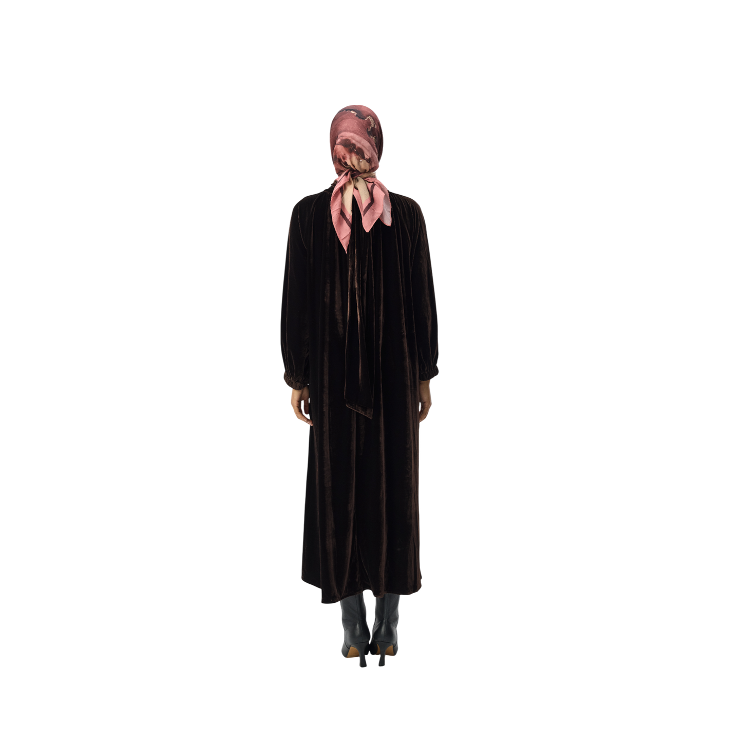 Luxury Oversized Brown Velvet Smock Dress