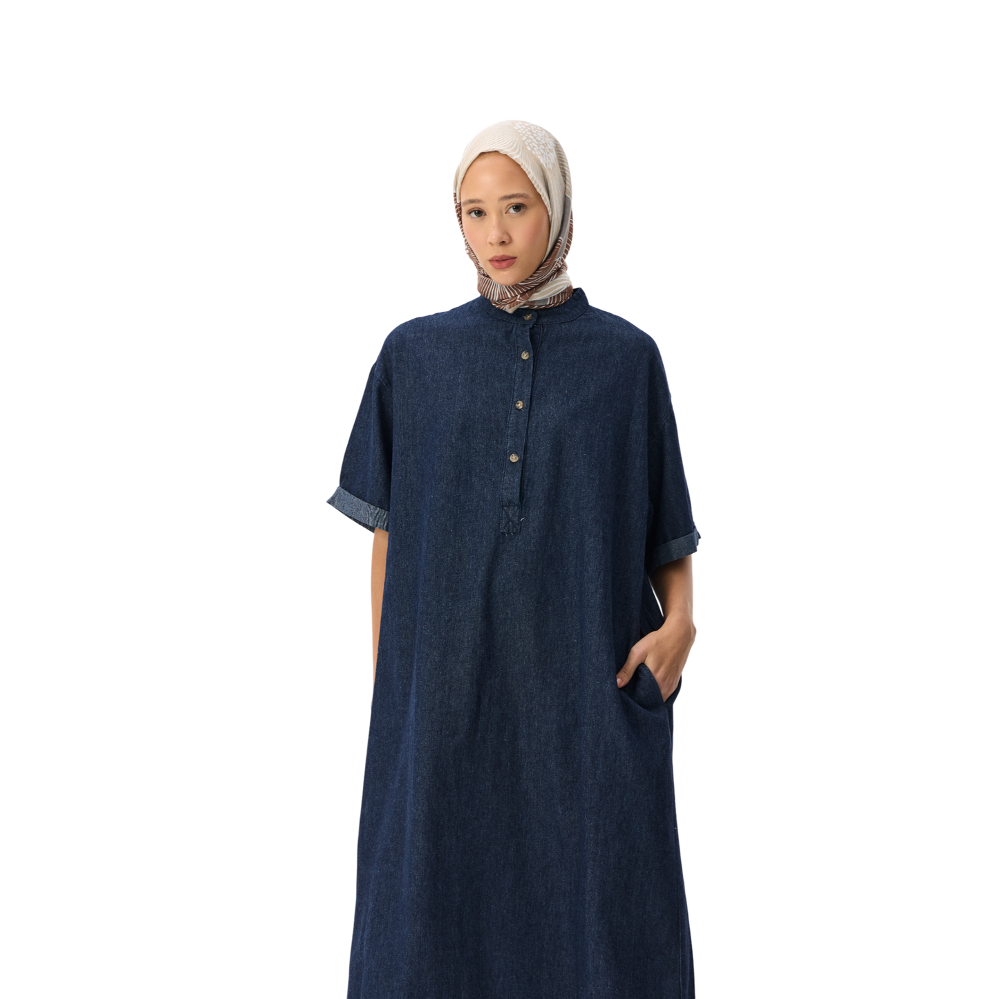 Oversized Denim Midi Shirt Dress