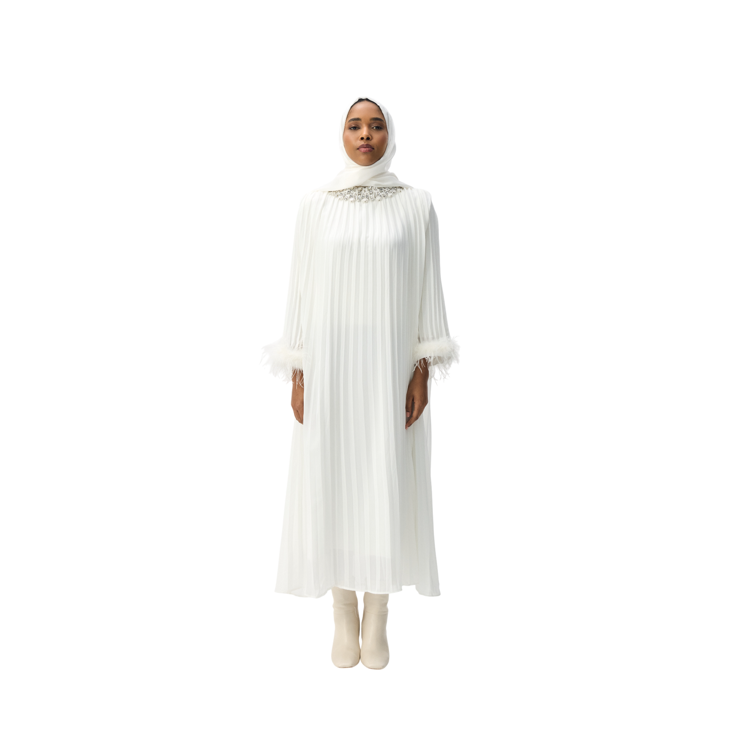 White Ethereal Pleated Gown