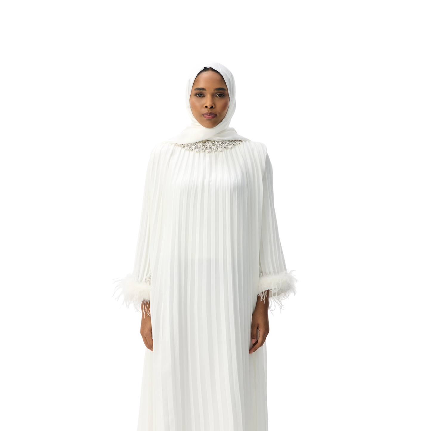 White Ethereal Pleated Gown