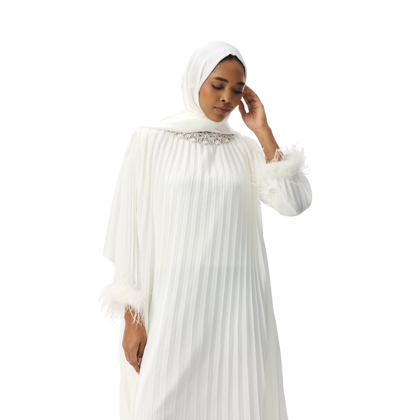 White Ethereal Pleated Gown