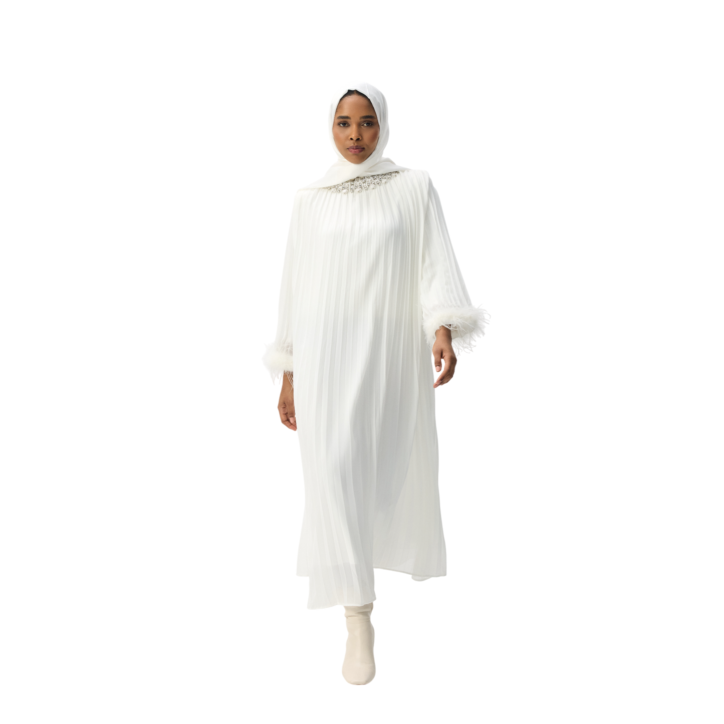 White Ethereal Pleated Gown