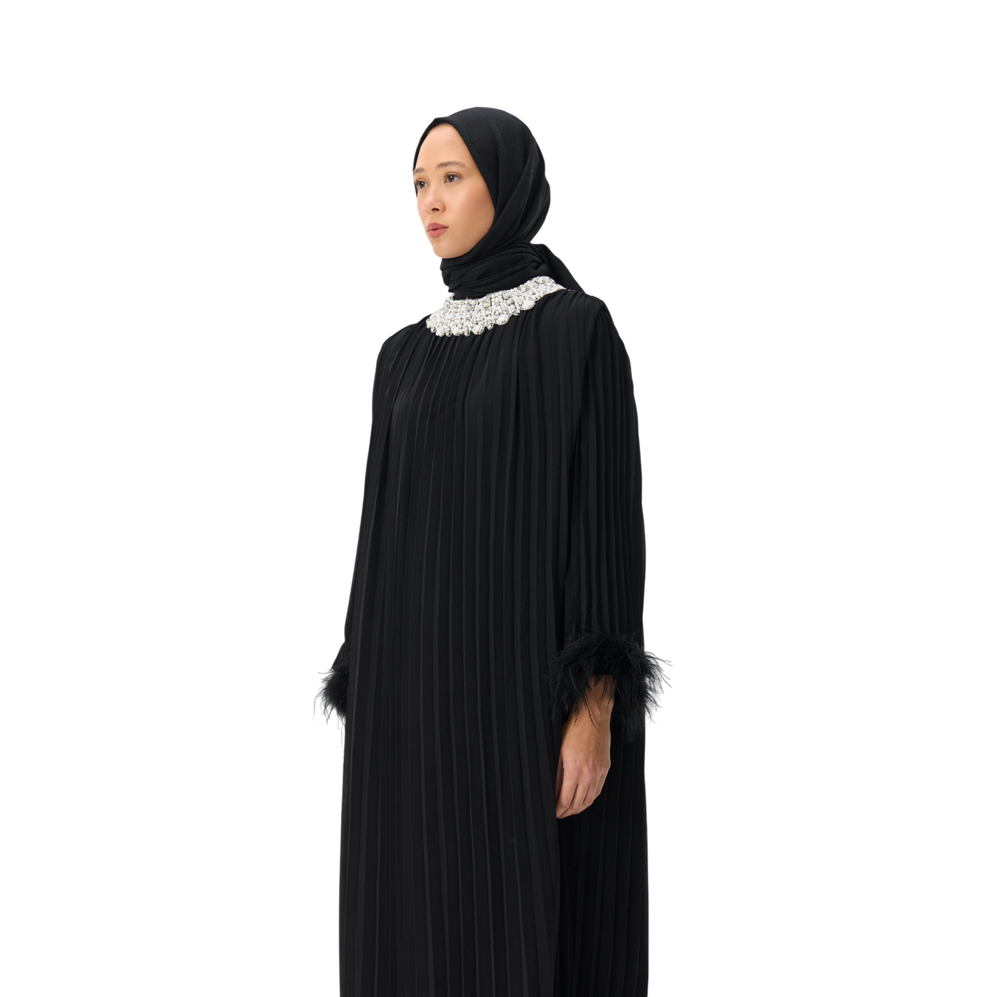 Black Ethereal Pleated Gown