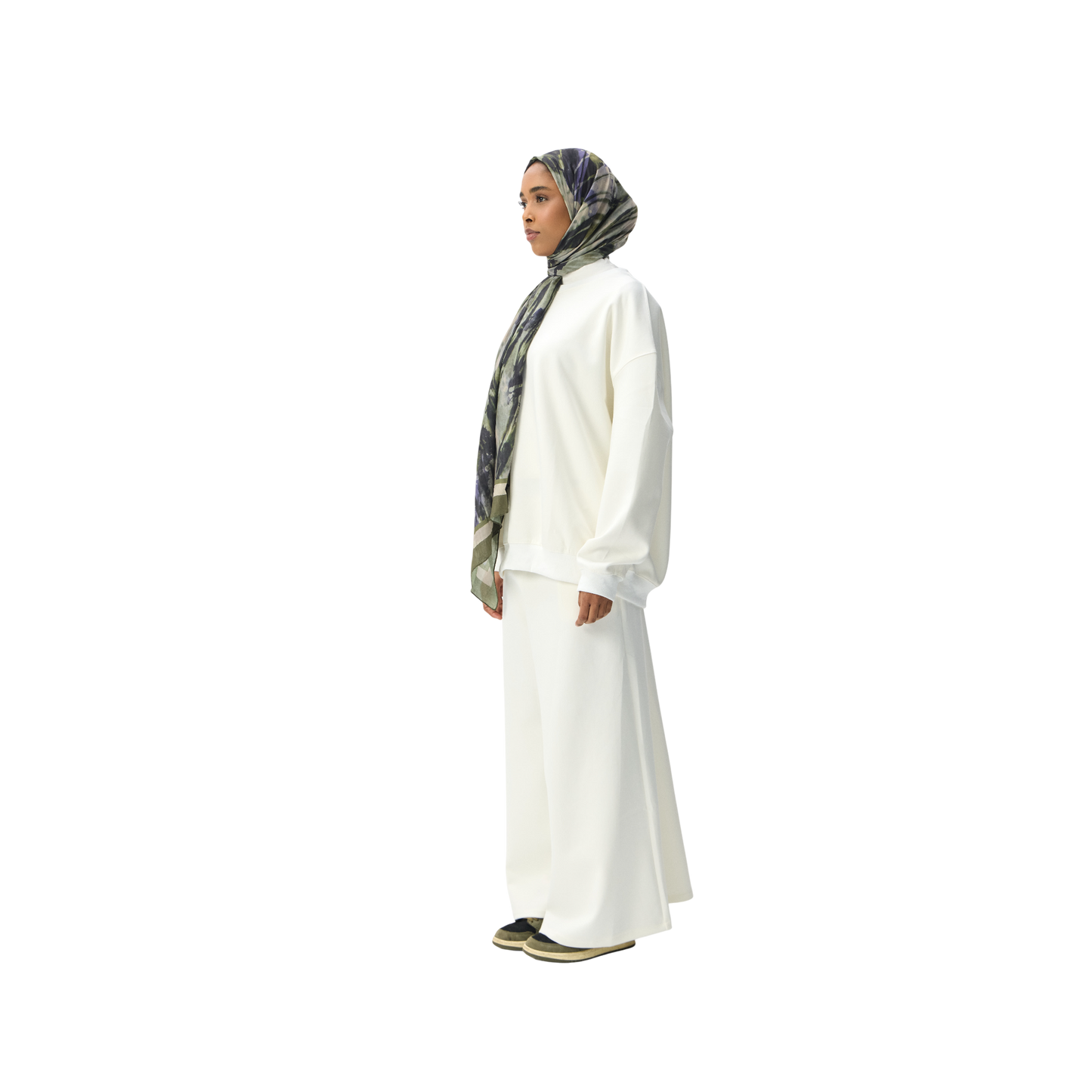 Oversized White Premium Scuba Modest Sweatshirt