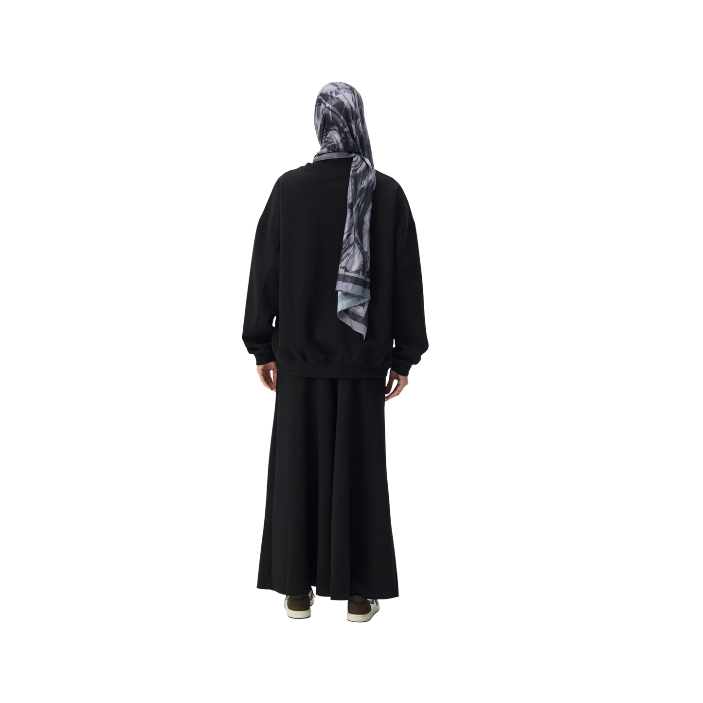 Oversized Black Premium Scuba Modest Co-Ord Set With Pants