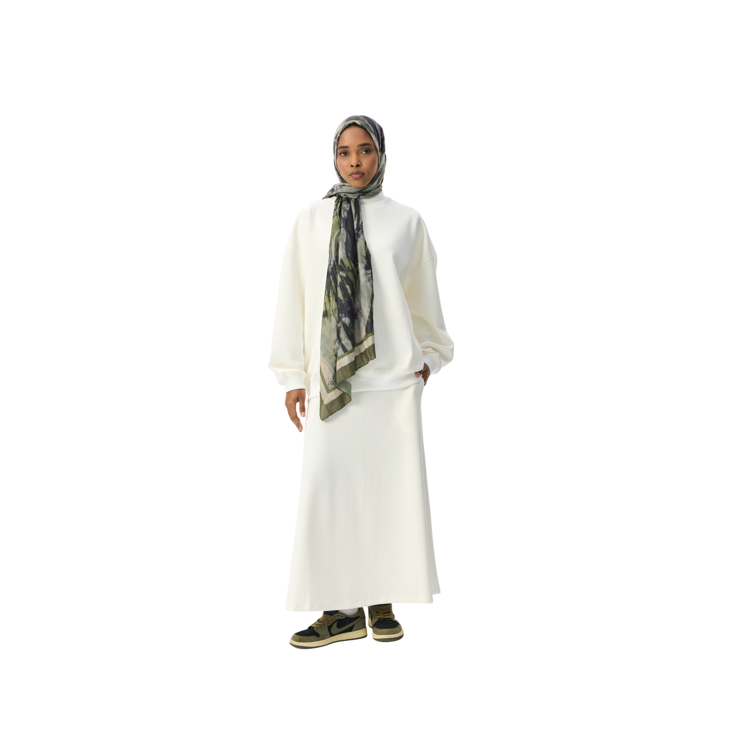 White Modest Premium Scuba Skirt