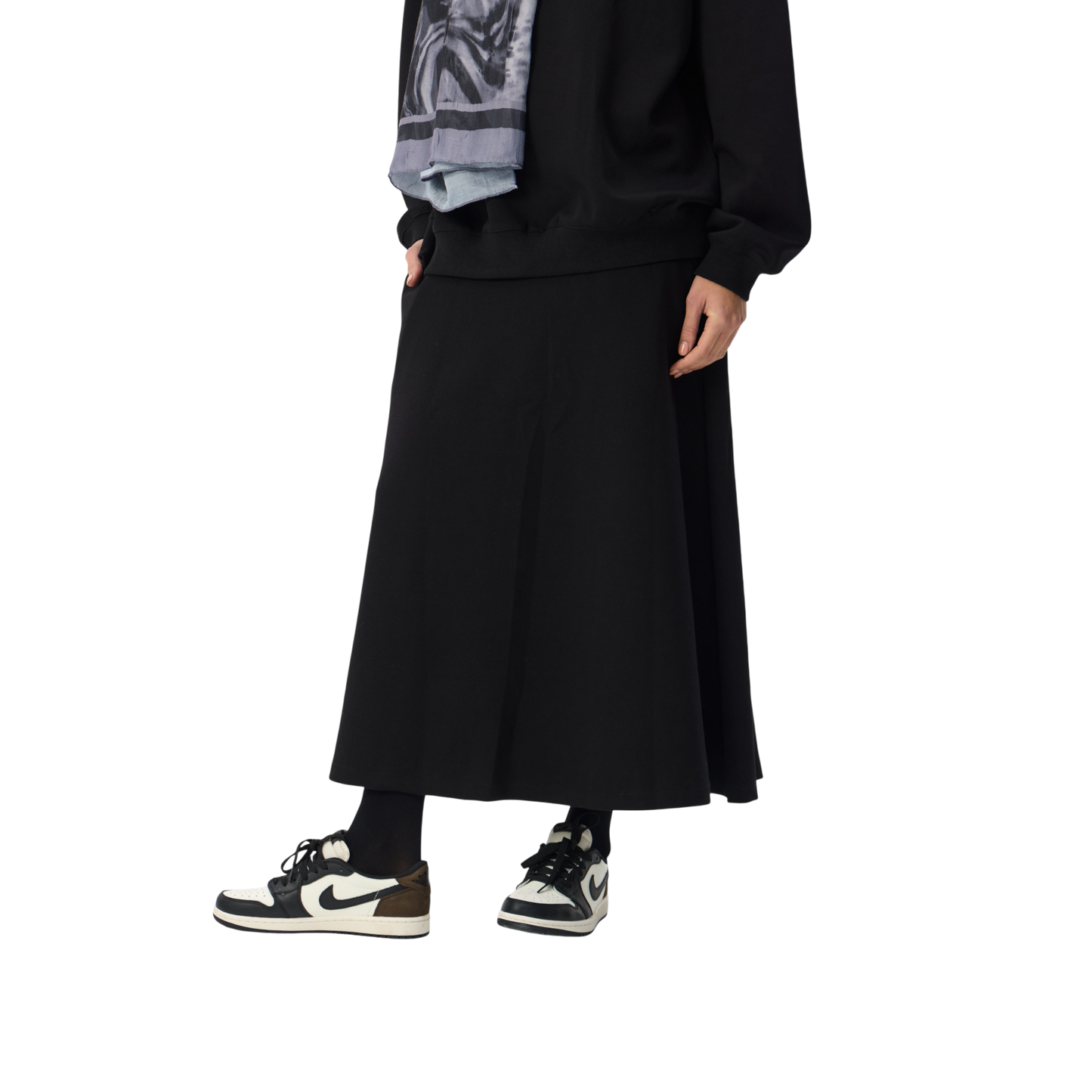 Oversized Black Premium Scuba Modest Co-Ord Set With Skirt